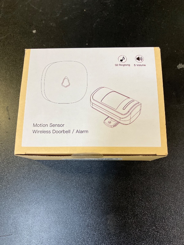 Photo 1 of Wireless Motion Sensor Alarm Indoor, 1 PIR Detector + 1 Receiver, Movement Activated Doorbell Chime for Home Doorway/Business Entry/Garage Security/Store Entrance, Pet/Elderly/Dementia Monitor (Black)