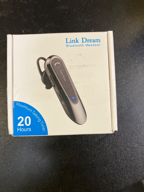 Photo 1 of Link Dream Bluetooth Earpiece Wireless CVC8.0 Headset for Cell Phone Dual Mic Noise Canceling Earpiece Phone with Mute Key 20H Talk 180 Days Standby for iPhone Android Home Office Driving (1 Pack)