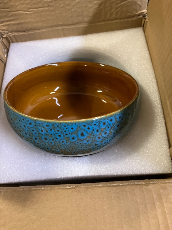 Photo 1 of MaiQidd Lotus Bowl Planter, Lotus Bowls for Planting in Water Indoors, Bonsai Bowl Lotus Flower Seeds, Ceramic Planters for Indoor Plants (Blue)