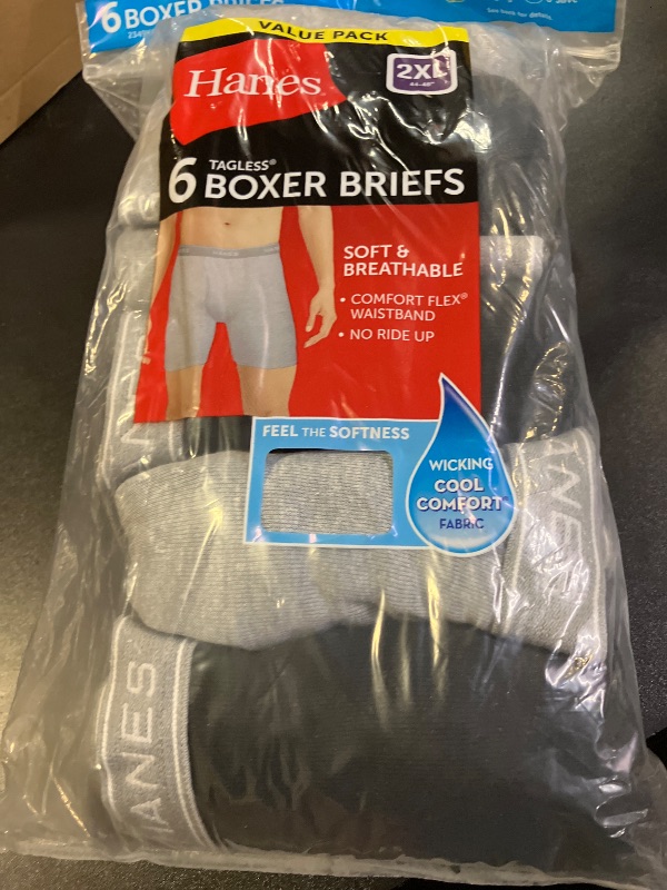 Photo 1 of Hanes Men Hanes Boxer Briefs, Cool Dri Moisture-Wicking Underwear, Cotton No-Ride-up for Men size 2XL 6PK