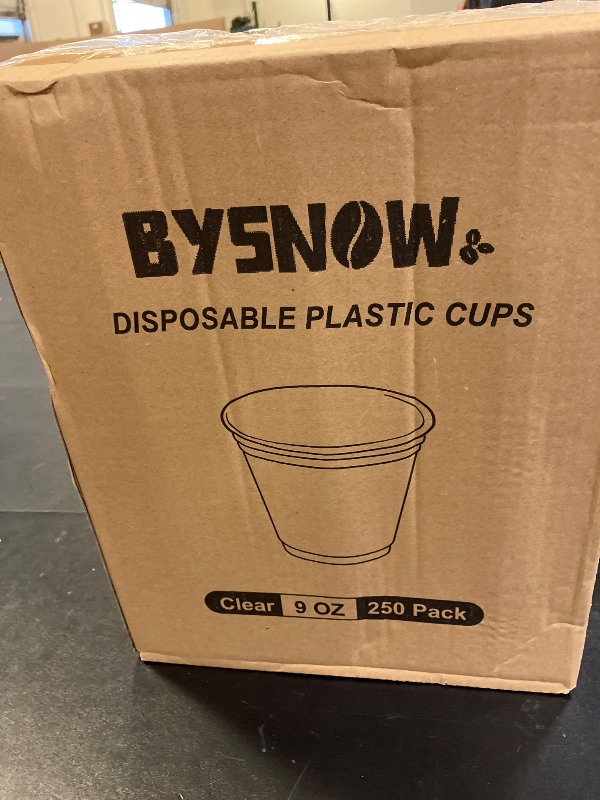 Photo 1 of BYSNOW 250 Pack 9 oz Disposable Plastic Cups for Party, Plastic Wine Cups with Higher Heat Resistance (9oz 250pack)