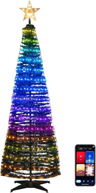 Photo 1 of Goplus 6 FT Pop Up Christmas Tree, Pre-Lit Collapsible Xmas Tree with 282 RGB LED Lights, 12 Light Modes, Bluetooth APP Control, Artificial Lighted Pull Up Christmas Tree for Indoor Outdoor Decor
