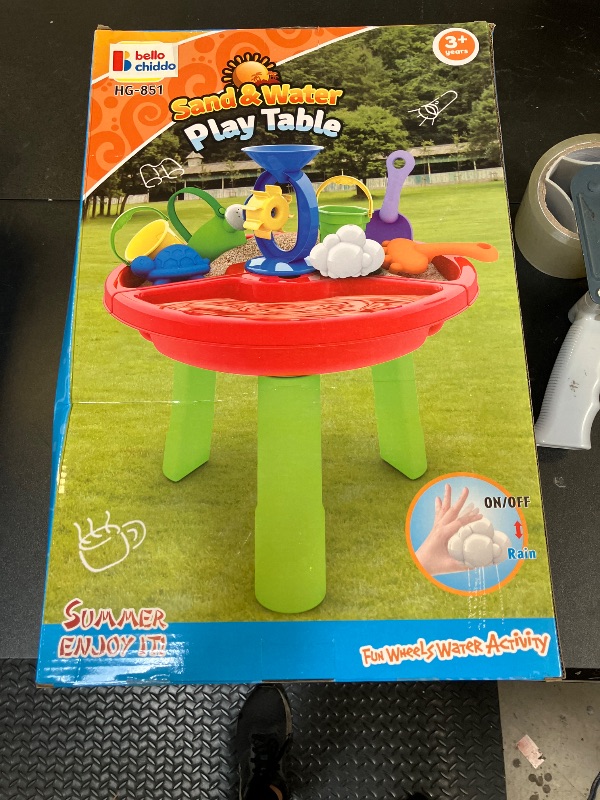 Photo 1 of BELLOCHIDDO 3 in 1 Toddler Water Table - Kids Sensory Play Table with Water Wheel, Bucket, Shovel and Mold, Outdoor Sand Play Activity - Beach Summer Toy for 1 2 3 4 5 6 7 8 Year Old