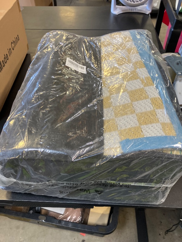 Photo 1 of Wonnitar 8x10 Waterproof Outdoor Rugs - Blue Yellow Ombre Checkered Patios Rug, Large Reversible Plastic Straw Mat for Camping RV Balcony, Portable Colorful Outdoor Deck Rug
