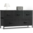 Photo 1 of ZUNMOS 5 Drawer Fabric Dressers for Bedroom, Chest of Drawer Organizer Storage Cabinet for Closet, Entryway, Black
