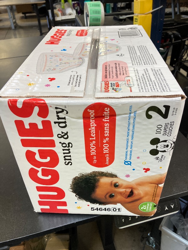 Photo 1 of Huggies Size 2 Diapers, Snug & Dry Baby Diapers, Size 2 (12-18 lbs), 100 Count, Packaging May Vary