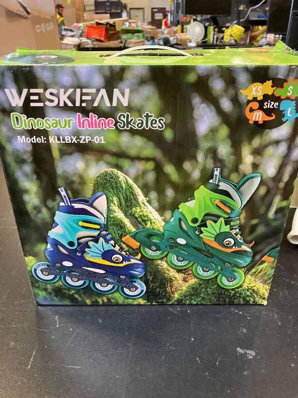Photo 1 of Dino Kids Inline Skates for Boys Girls,WESKIFAN Dinosaur Blades Skates with Shiny Light up Wheels&Adjustable Ages 6-8-12 Year Old, Men Roller Skates for Birthday Xmas Gifts Toys, Patines para Niñas
