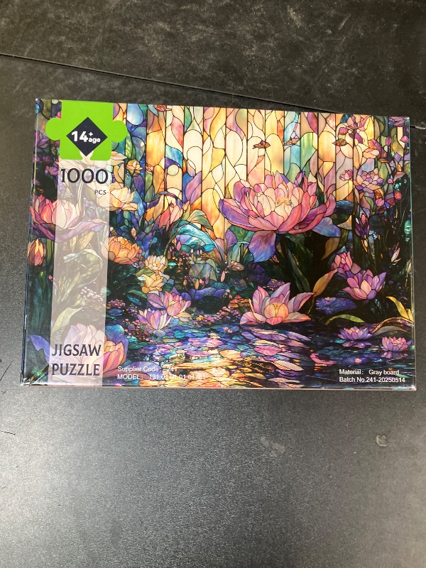 Photo 1 of lamplig Puzzles for Adults 1000 Pieces - Stained Glass Lotus Mosaic Flower Floral - 1000 Piece Puzzles with Letters on Back - Jigsaw Puzzles 1000 Pieces for Fun Game - 27.6" L X 20.5" W, 1:1 Poster