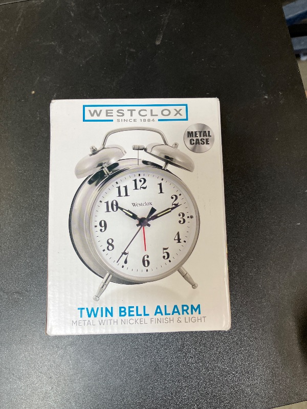 Photo 1 of Westclox -Big Ben Twin Bell Alarm Clock | Loud Alarm Clock for Heavy Sleepers | Battery Operated Metal Clock with Backlight for Bedside Table, Bedroom, Kids Room, Desk (Silver, 4")