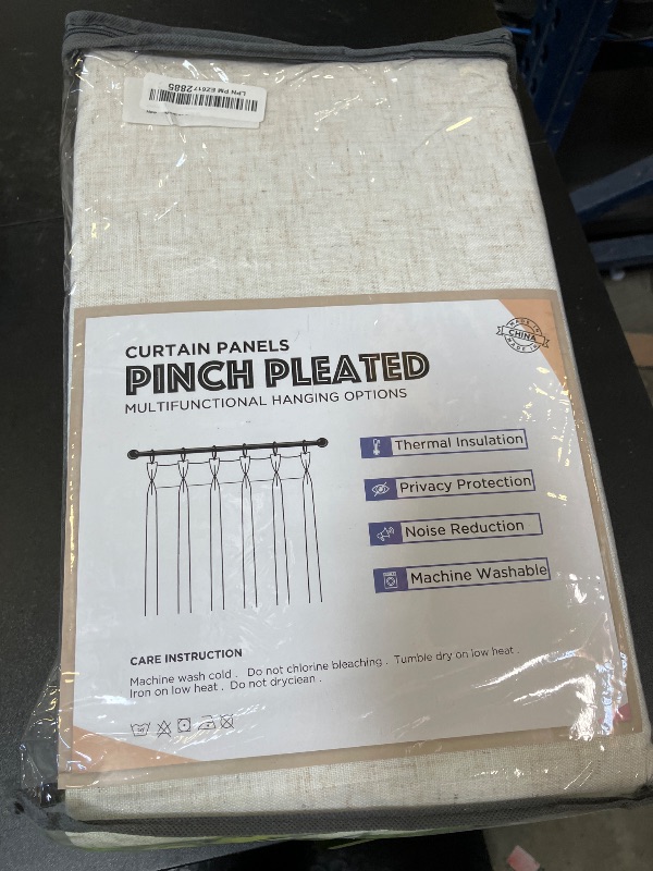 Photo 1 of CAPALOCA Pinch Pleated Blackout Curtains 96 Inches Long, Linen Blend, 100% Blackout Drapes with 20 Hooks, Ideal for Bedroom and Living Room, 40" W x 96" L (Pack of 2), Natural
