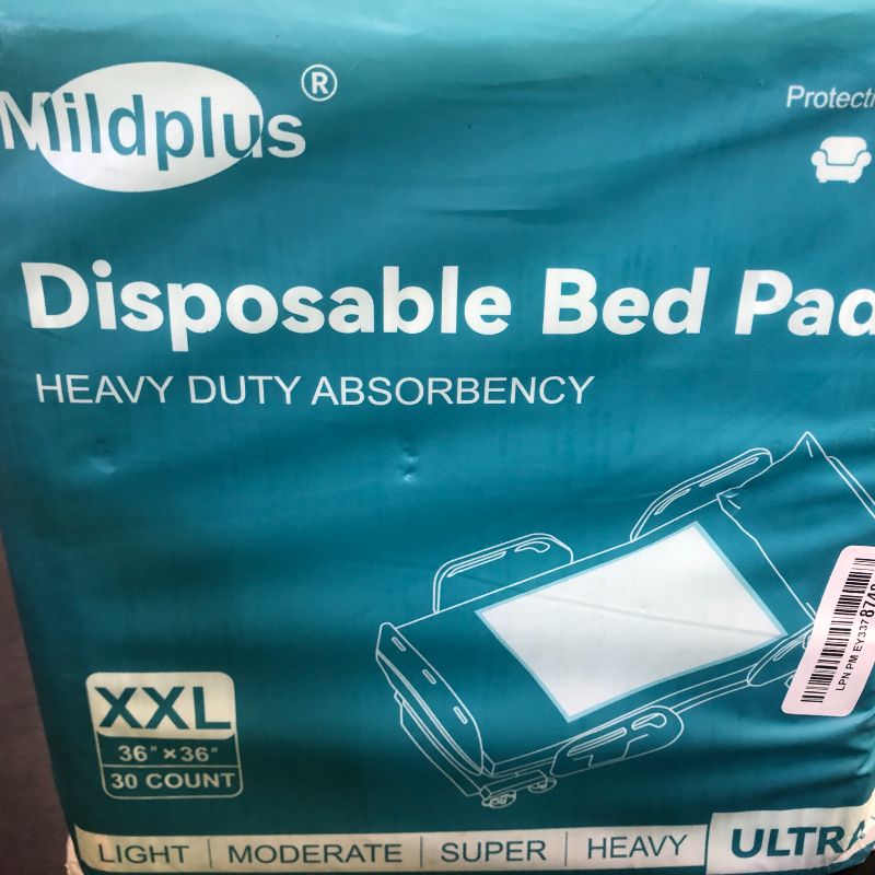 Photo 1 of MILDPLUS Disposable Bed Pads 36x36 Inch (30 Count) - Extra Large, Super Absorbent Underpads for Adults & Pets, Waterproof Incontinence Pads, Mattress Protector