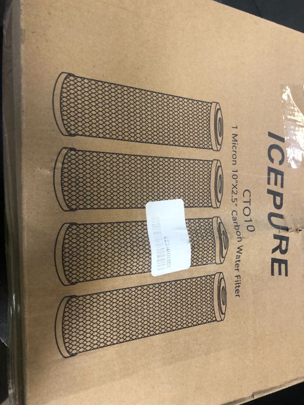 Photo 1 of ICEPURE 1 Micron 2.5" x 10" Whole House CTO Carbon Sediment Water Filter Cartridge Compatible with DuPont WFPFC8002, WFPFC9001, SCWH-5, WHCF-WHWC, WHCF-WHWC, FXWTC, CBC-10, RO Unit, Pack of 4