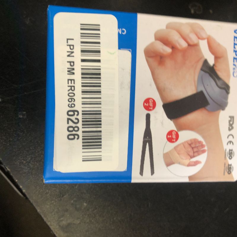 Photo 1 of Velpeau CMC Thumb Brace for Arthritis Pain and Support, with High Elasticity and Anti Slip Wrist Strap, Comfortable Thumb Splint Stabilizer for Osteoarthritis for Women and Men (Grey, Left Hand, M)