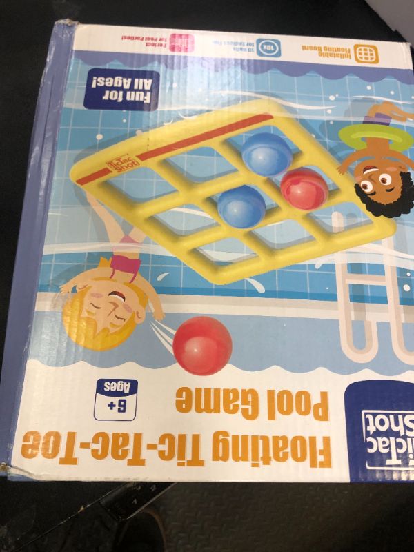 Photo 1 of TicTac Shot Pool Toys Games Set- Tic-Tac-Toe Inflatable Pool Toy with 10 Balls - for Adults Teens Kids 2-10 Players