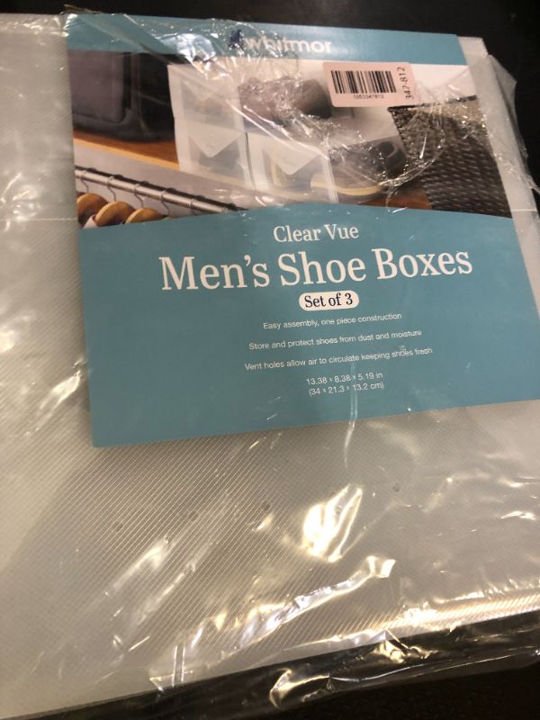 Photo 1 of Whitmor Clear Vue Men's Shoe Box, S/3
