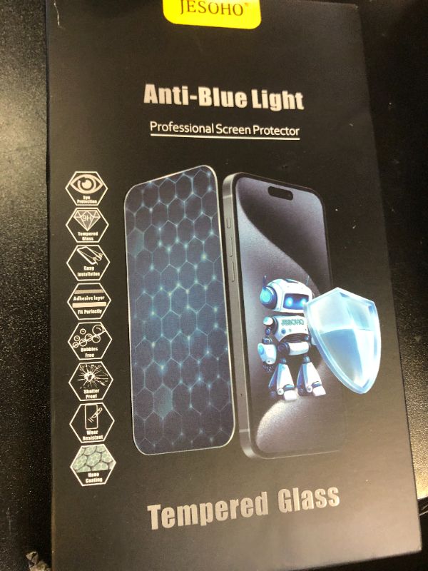 Photo 1 of JESOHO Blue Light Screen Protector for iPhone 11, iPhone XR (6.1") HD Anti Blue Light Blocking Tempered Glass Film, Eye Protection,Case Friendly, No Bubbles, with Easy Installation Kit, 3 Pack