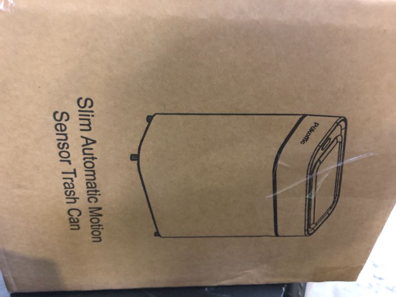 Photo 1 of Pukomc Automatic Small Sensor Trash Can with Touchless Lid, 2.3 Gallon / 9L Smart Garbage Can, Quiet Close White Gold Waste Bin - Perfect for Kitchen, Living Room & Small Spaces
