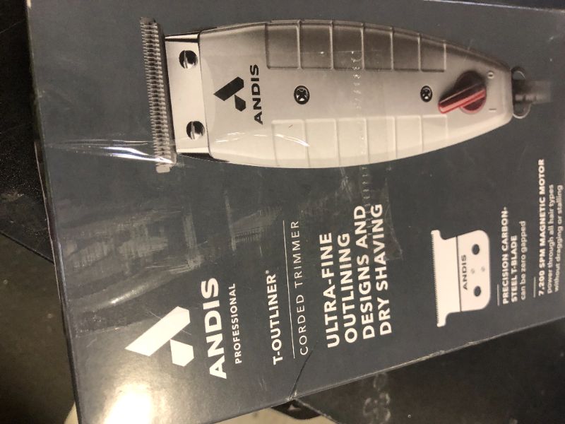 Photo 1 of Andis 04780 Professional T-Outliner Beard & Hair Trimmer for Men with Carbon Steel T-Blade, Bump Free Technology – Corded Electric Beard Trimmer, GTO, Grey
