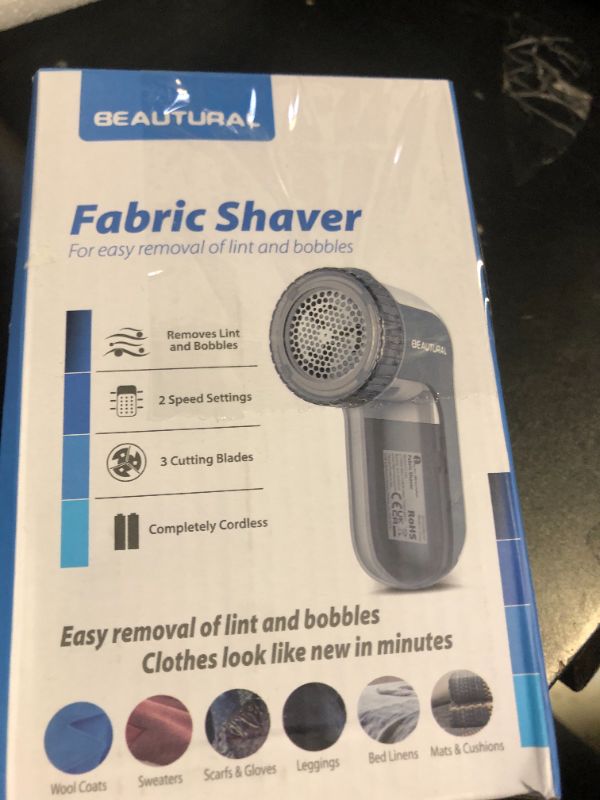 Photo 1 of BEAUTURAL Fabric Shaver and Lint Remover, Sweater Defuzzer with 2-Speeds, 2 Replaceable Stainless Steel Blades, Battery Operated, Remove Clothes Fuzz, Lint Balls, Pills, Bobbles Gray