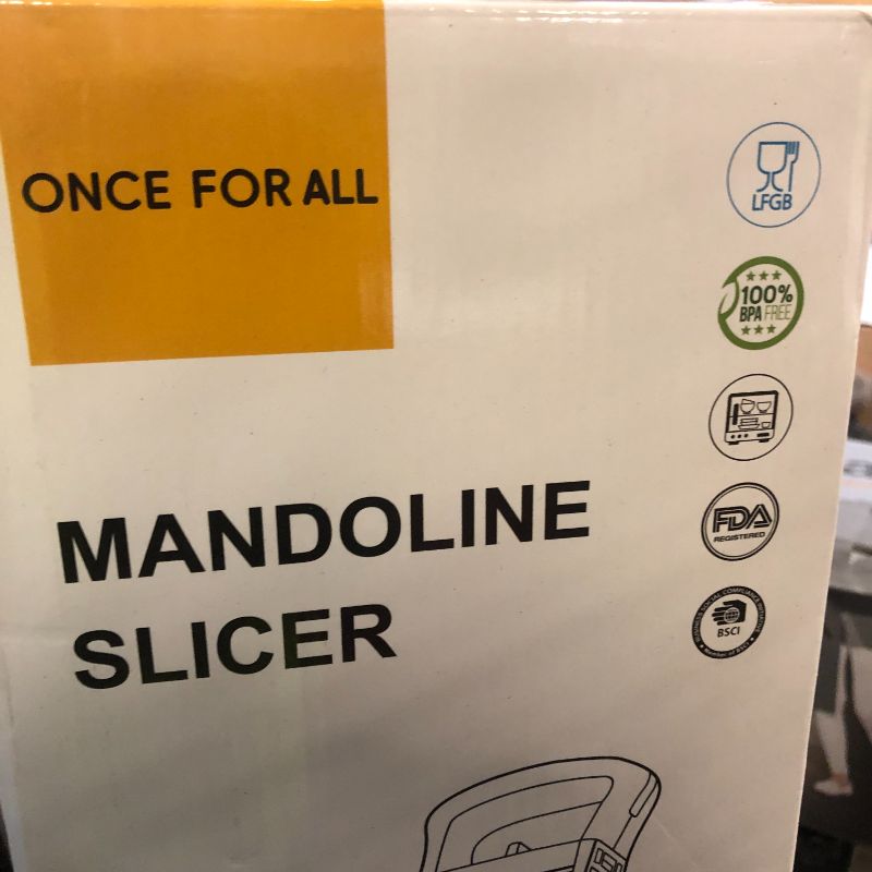 Photo 1 of ONCE FOR ALL Upgrade Safe Mandoline Slicer Plus, Biger Size, Adjustable Vegetable Food Chopper Potato Fries Cutter, Detachable Blade, Kitchen Chopping Artifact, Gift (SkyBlue)