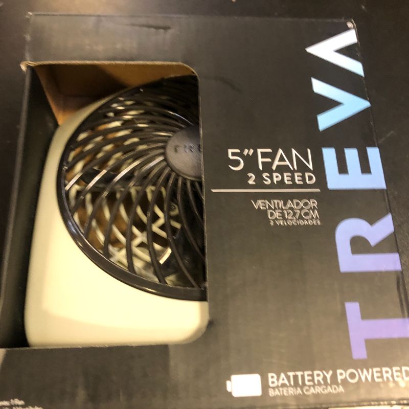 Photo 1 of O2COOL Treva 5 Inch Battery Powered Fan Portable Desk Fan 2 Cooling Speeds with Compact Folding & Tilt Design Cubicle Accessories Small Portable (Grey)