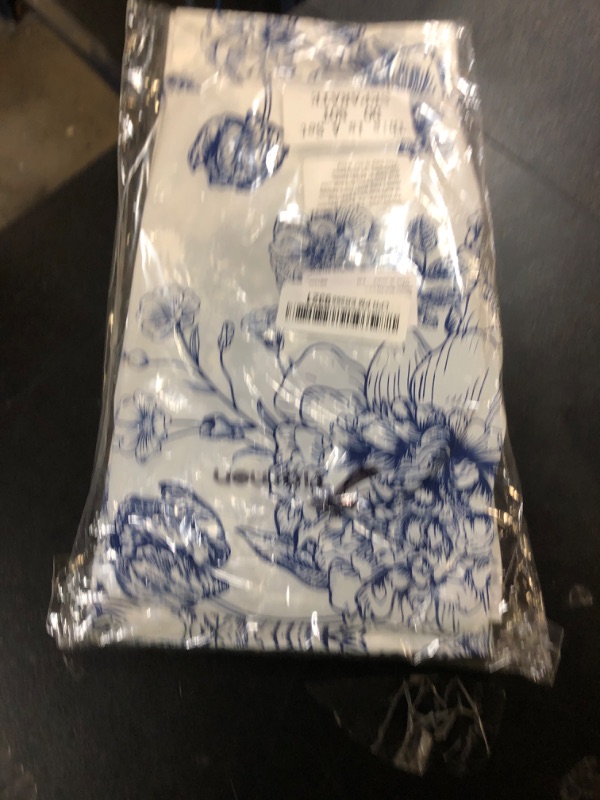 Photo 1 of Tiamon 3 Pcs Blue Floral Plastic Tablecloth 54 x 108 Inch Vintage Rectangle Table Cover Disposable Blue Flower Tablecloth Navy and White Porcelain Table Decor for Wedding Shower Birthday Party