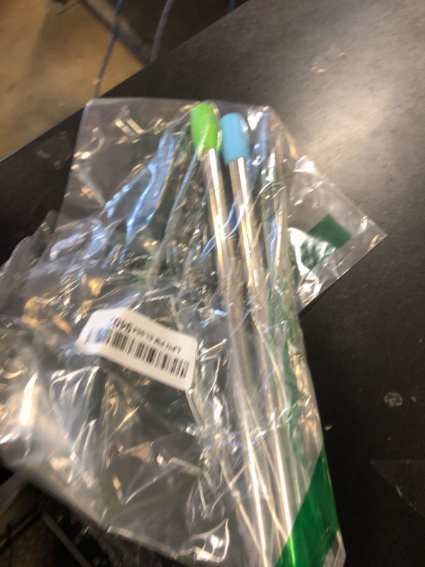 Photo 1 of Metal Boba Straws Reusable Smoothies Straws 10" Stainless Steel Straw Angled Tips 0.5" 1/2 In Wide Straw for Jumbo Bubble Tea Milkshakes Milk Tea Tapioca Pearl With Silicone Tips Carry Bag Brush 2 Pcs