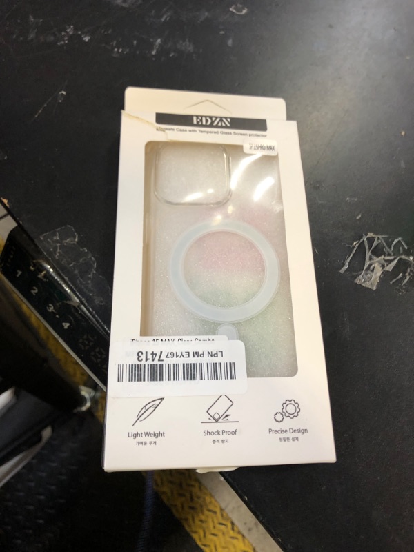 Photo 1 of Compatible with iPhone 15 Pro Max, Clear PC Back + TPU Bumper Case, Compatible with MagSafe, Shock-Absorbing Corners, Strap Hole, Precise Buttons, included Glass Screen and Camera Lens Protectors