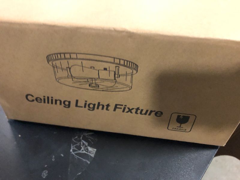 Photo 1 of Flush Mount Ceiling Light Fixtures, 2-Light 12 Inch Brushed Nickel Close to Ceiling Light Fixtures with Seeded Glass Shade Ceiling Light Fixture for Porch, Hallway, Bathroom, Dining Room and Foyer