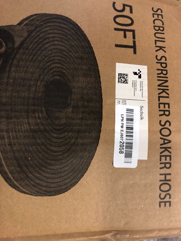 Photo 1 of SECBULK 50 FT Flat Sprinkler Hose for Lawn Watering Garden Soaker Hose with Holes, Heavy Duty Lightweight No-Kink Water Hose with Stakes, Irrigation Hose, Great Fun for Kids and Dog