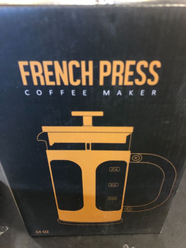 Photo 1 of BAYKA French Press Coffee Maker 34 Ounce 1 Liter, Borosilicate Glass Stainless Steel Brewer, Large Portable Cold Brew Cafetera Teapot for Kitchen Travel Camping Coffee Bar Accessories, Dark Pewter