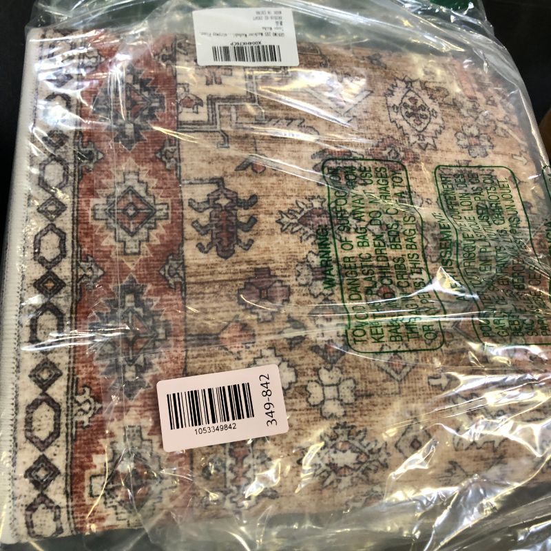 Photo 1 of Washable Runner Rugs 2X5 for Hallway, Thin Indoor Chenille Low Pile Rug Non Slip, Vintage Boho Lightweight Carpet for Laundry Room Dining Room Kitchen Entryway Floor, Taupe Mocha