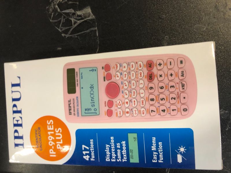 Photo 1 of Scientific Calculators, IPepul Pink Math Calculator with 417 Function, Solar Battery Power and 4-Line Display, School Supplies for Middle High College Students Teachers (Pink 991ES Plus)