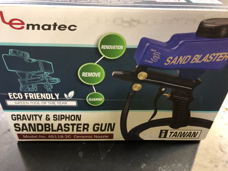 Photo 1 of LE LEMATEC Light-Duty Sandblaster Gun Kit, Requires Air Compressor (Not Included), Hobby Sand Blaster for Small Projects, Metal & Wood Surface Prep, AS118-2C
