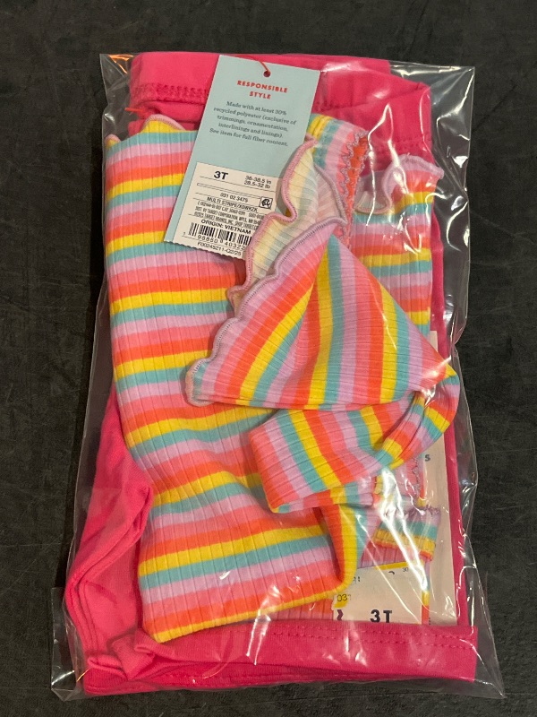Photo 1 of 3T Girls Striped Tank Top with Pink Biker Shorts 