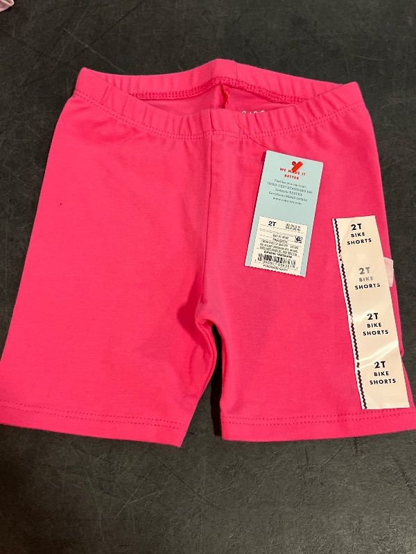 Photo 1 of 2T Girls Striped Tank Top with Pink Biker Shorts