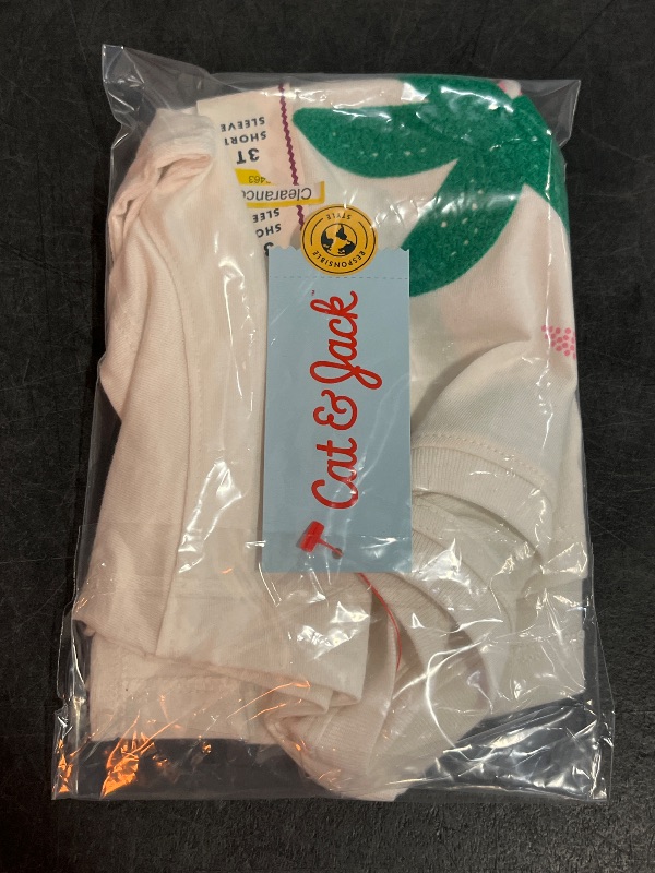 Photo 1 of 3T Toddler Girls' Boxy Short Sleeve Palm Tree Graphic T-Shirt - Cat & Jack™ Cream 3T