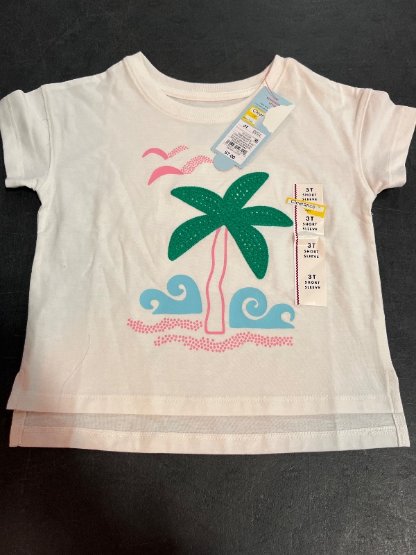 Photo 1 of 3T Toddler Girls' Boxy Short Sleeve Palm Tree Graphic T-Shirt - Cat & Jack™ Cream 3T