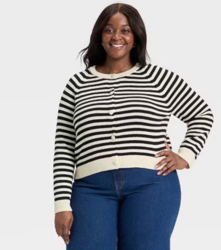 Photo 1 of (XS) Womens Button Down Striped Cardigan 