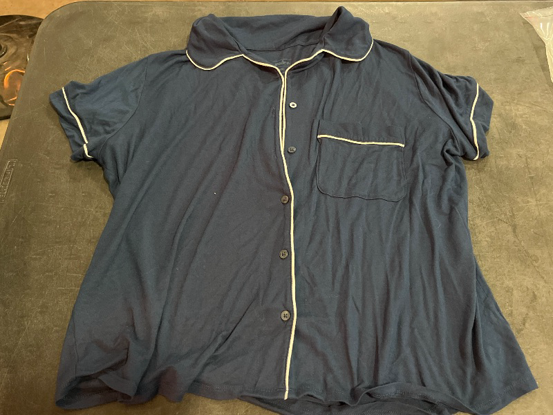 Photo 1 of (XXL) Womens Cloud Knit Modal Short Sleeve Notch Collar Top 