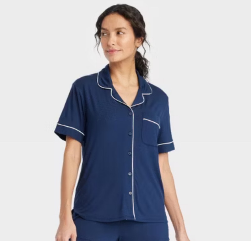 Photo 1 of (XXL) Womens Cloud Knit Modal Short Sleeve Notch Collar Top 