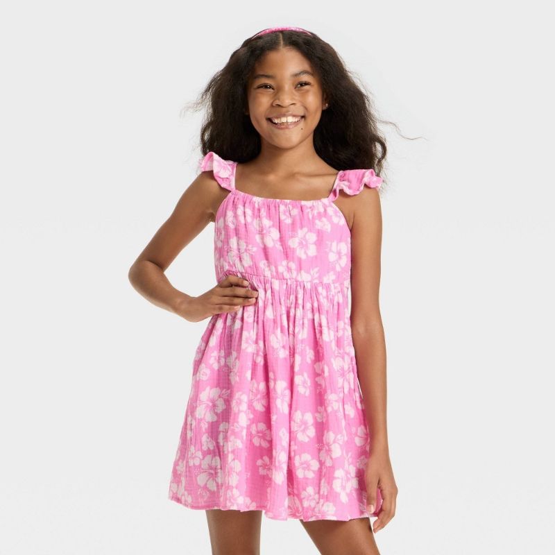 View 1 of (M) Girls' Minnie Mouse Gauze Gauze Dress - Pink M