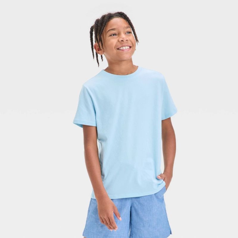 View 1 of (M) Boys' Short Sleeve T-Shirt - Cat & Jack™ Blue M: Crew Neck, Pullover, Jersey Fabric
