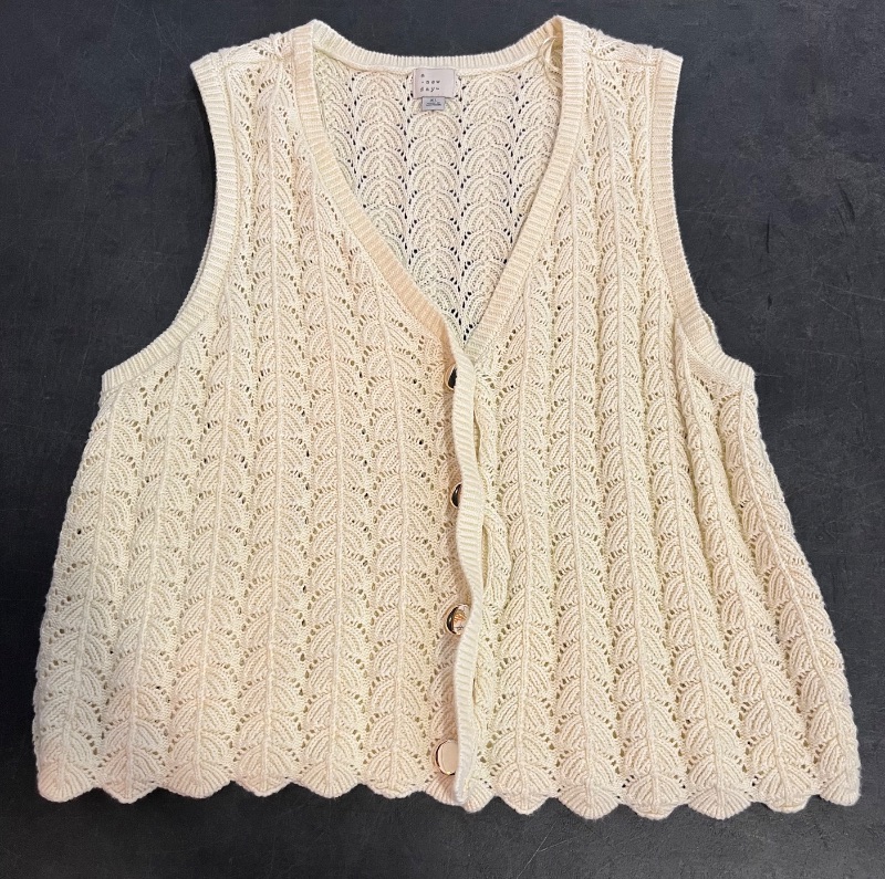 Photo 1 of (XL) Womens Knitted Vest with Buttons, Tan 