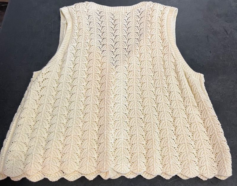 Photo 1 of (XL) Womens Knitted Vest with Buttons, Tan 