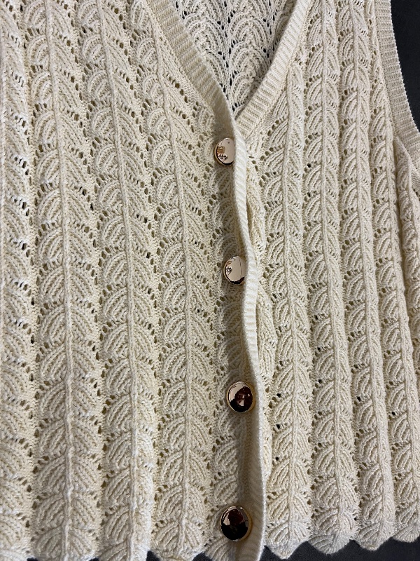 Photo 1 of (XL) Womens Knitted Vest with Buttons, Tan 