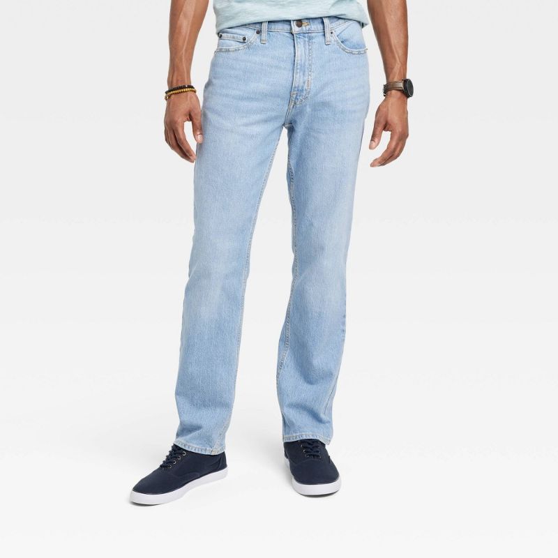 Photo 1 of 33X30: Men's Straight Fit Jeans - Goodfellow & Co™ Light Blue Denim 33x30: Mid Rise, Stretch Twill Fabric