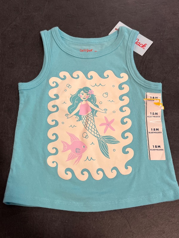 Photo 1 of 18M Toddler Girls' 'Mermaid' Graphic Tank Top - Shirt - Cat & Jack™ Turquoise Blue 18M
