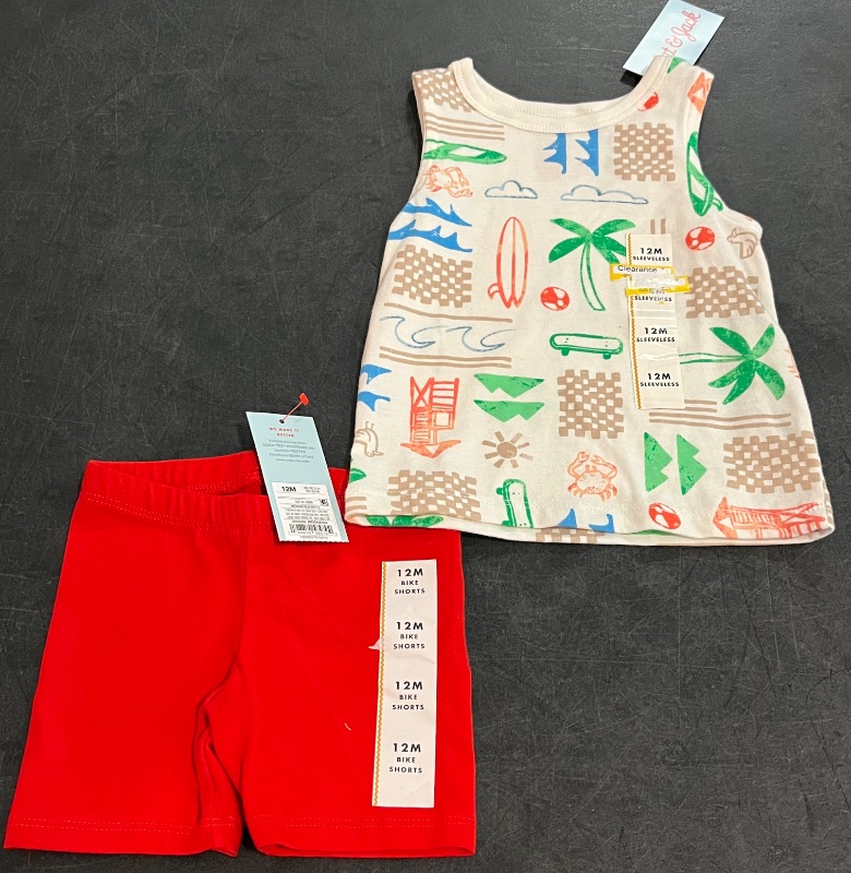 View 1 of 12M Boys 2 Piece Outfit , Tank Top with Biker Shorts