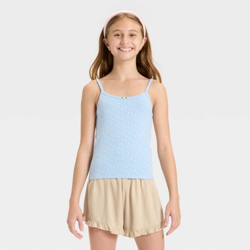 Photo 1 of (L) Girls' Pointelle Cami - Art Class™ Light Blue L
